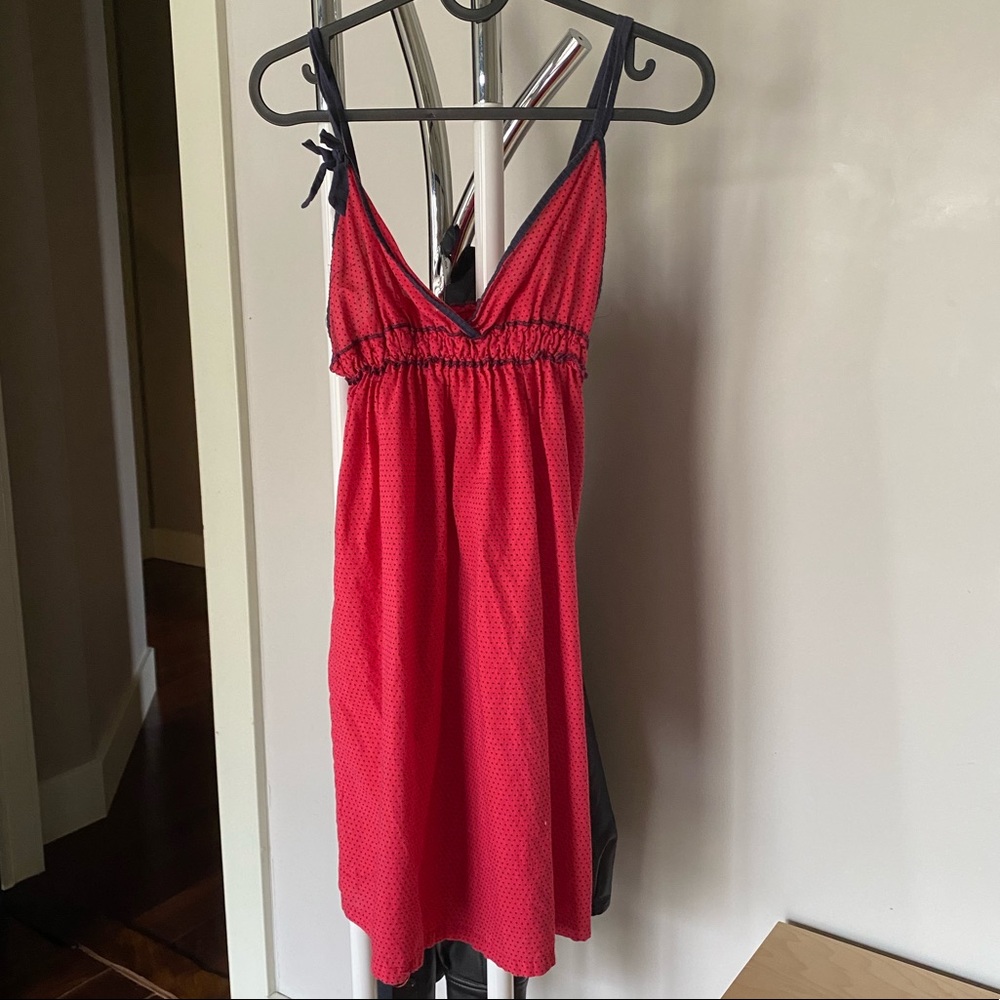 Pink and navy Polka dot vintage dress